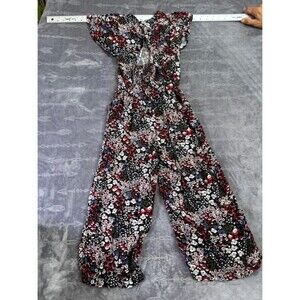 Tucker + Tate Black Multi Floral Jumpsuit for Women - L (10/12) Cottage Core Flo